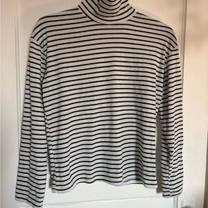 Striped Black and White Turtleneck Top
